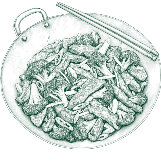 Beef & Broccoli Stir-Fry · ink sketch