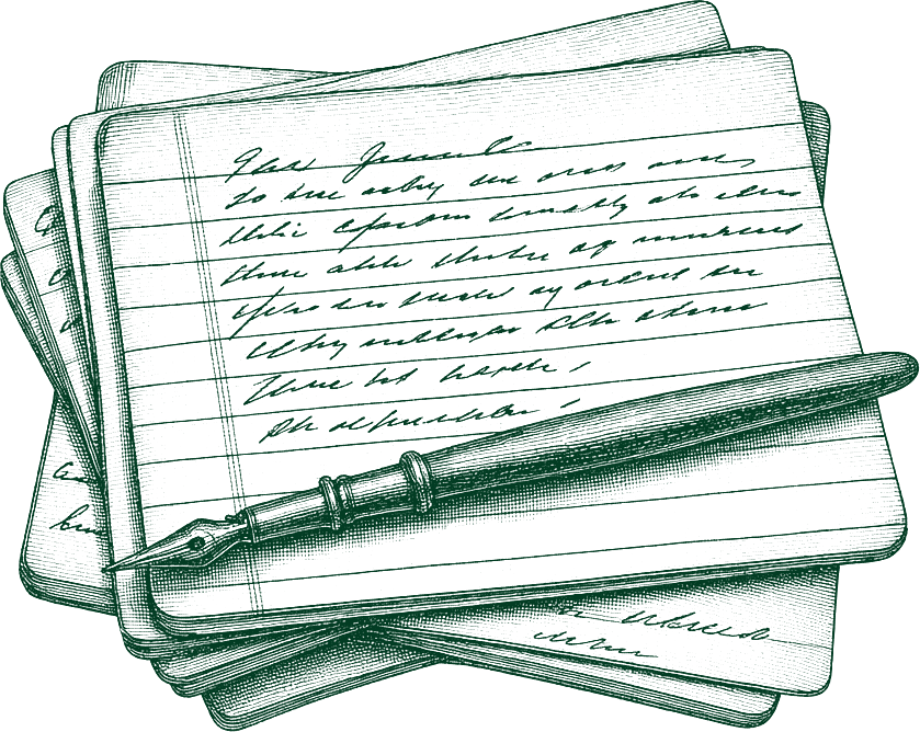 Index cards and a dip pen